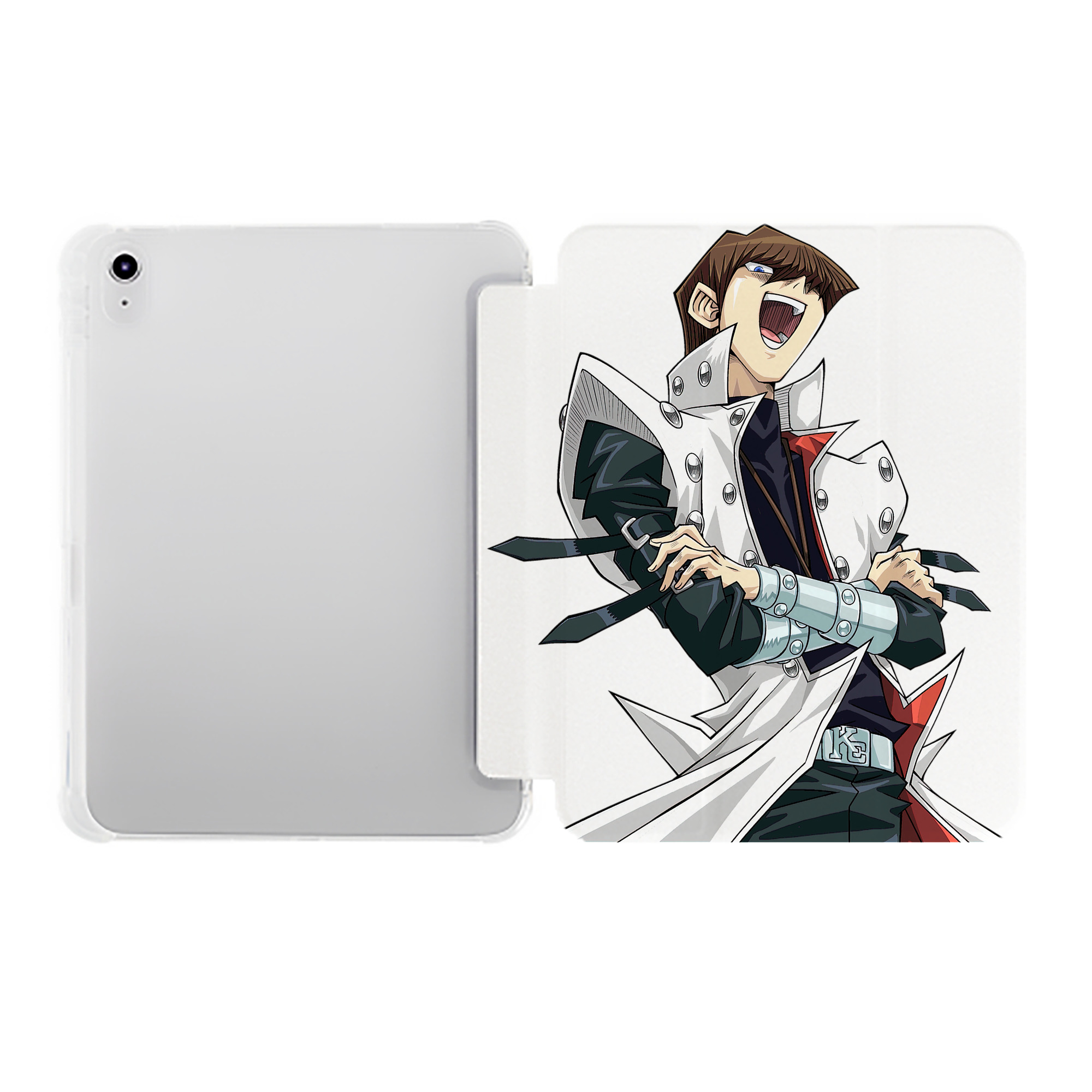 （画像用） 遊☆戯☆王 Yu-Gi-Oh! IPad ケース ペン収納付き 三つ折りスタンド PUレザー×シリコン 対応機種9.5/10.5/10.9インチ